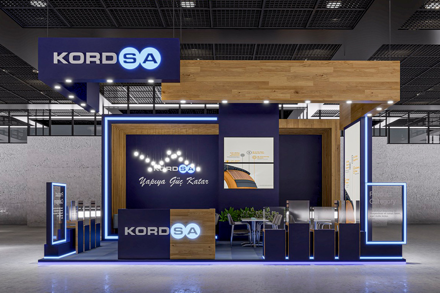 Messebauer aus Düsseldorf Moderner Messestand mit LED-Beleuchtung